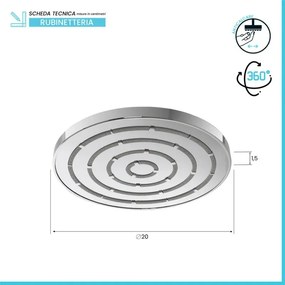 Soffione doccia Ø 20 cm in finitura cromo anticalcare Hidra