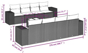 Set Divani da Giardino 9 pz con Cuscini Nero in Polyrattan