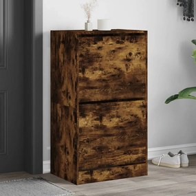 Scarpiera Con 2 Cassetti Ribaltabili Rovere Fumo 60x42x180 Cm /