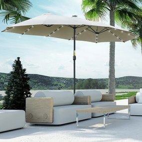 Ombrellone da Giardino Doppio 450 cm con 48 Luci LED e Manovella Grigio Chiaro...