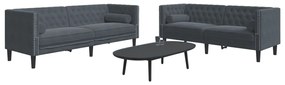 Set Divani Chesterfield 2pz Con Cuscini Grigio Scuro Velluto /