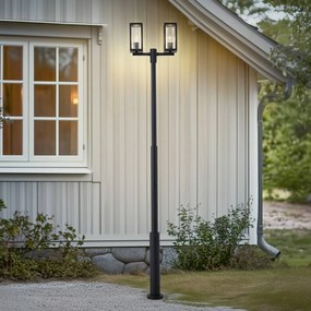 Lucande lampada da esterno Siveta, 240 cm, a 2 luci, nera, E27, IP65