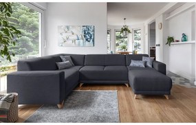 Divano angolare color antracite allungabile e con contenitore (penisola a sinistra/a U) Classy Sophie – Miuform