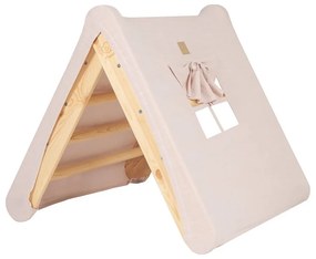 Pikler triangolo montessori rosa/di colore naturale in pino massiccio 61x60x60 cm Montessori – Meowbaby