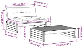 Set Divani da Giardino 2 pz con Cuscini in Legno Massello Miele