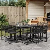 Set da Pranzo da Giardino 9 pz Nero in Polyrattan 3295038