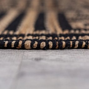 Tappeto nero/di colore naturale in misto iuta tessuto a mano 200x290 cm Meander Jute – Flair Rugs