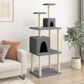 Albero per gatti con tiragraffi in sisal grigio scuro 167 cm