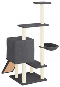 Albero per gatti con tiragraffi in sisal grigio scuro 130,5 cm