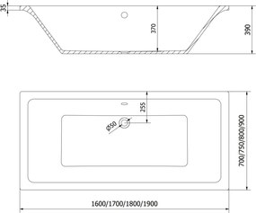 Mexen Cube vasca da bagno rettangolare 170 x 80 cm, bianca - 55051708000