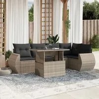 Set Divani da Giardino 7pz con Cuscini Grigio Chiaro Polyrattan 3268552