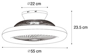 Ventilatore da soffitto bianco con stampa legno 55 cm con LED dimmerabile con telecomando - Clima