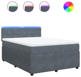 Giroletto a molle con materasso grigio scuro 140x190 cm velluto