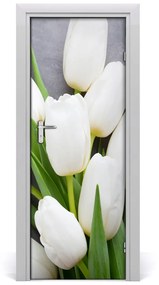 Adesivo per porta interna Tulipani bianchi 75x205 cm