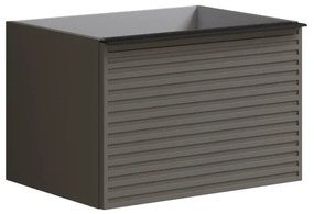 Mobile da bagno sotto lavabo Pixel stripes frontale grigio carbone e maniglia alluminio nero laccato opaco L 60 x H 40 x P 45.5 cm 1 cassetto, lavabo non incluso