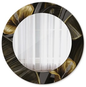 Specchio rotondo stampato Fiori di ibisco fi 50 cm