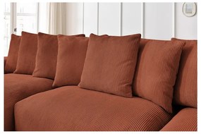 Divano angolare color mattone con rivestimento in velluto a coste Voltaire – Bobochic Paris