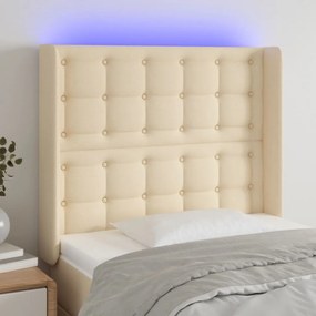 Testiera A Led Crema 103x16x118/128 Cm İn Tessuto /