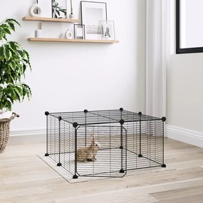 Gabbia per animali 12 pannelli con porta nero 35x35 cm acciaio