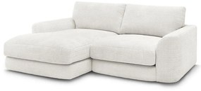 Divano angolare bianco (con penisola a sinistra/con chaise lounge) con rivestimento in ciniglia Leonore – Bobochic Paris