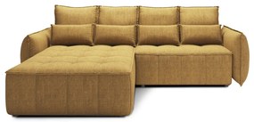 Divano angolare giallo allungabile/con contenitore (con penisola a sinistra/con chaise lounge) e rivestimento in velluto Campo – ELTAP