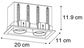 Faretto da incasso moderno nero orientabile 2 luci - Roof