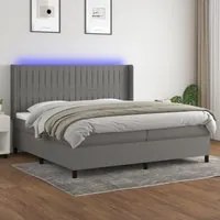 Letto a Molle Materasso e LED Grigio Scuro 200x200cm in Tessuto 3138502