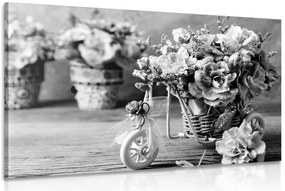 Stampa su tela – Garofano romantico in stile vintage in bianco e nero