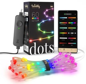 Twinkly TWD060STP-T - Catena DOTS a LED RGB dimmerabile 60xLED, 7 m, USB, Wi-Fi