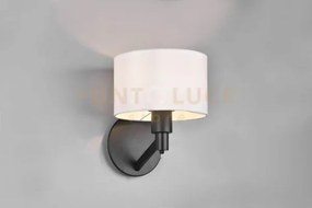 Cassio applique metallo nero con paralume bianco ed interruttore h....