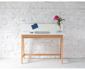 Scrivania bianca con base in frassino, lunghezza 85 cm Luka - Ragaba