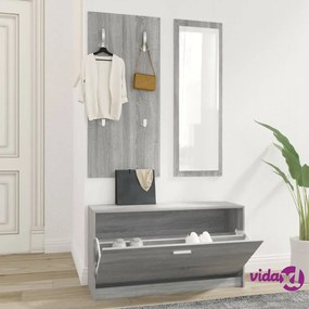 vidaXL Set Scarpiere 3 in 1 grigio sonoma in Legno Multistrato