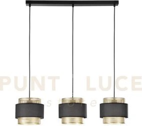 Lampadario a sospensione lounge tre pendenti oro e nero in metallo ...
