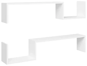 Mensole a muro 2 pz bianche 100x15x20 cm in legno multistrato