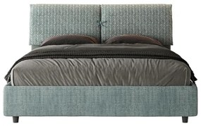 Letto con rete imbottito 160x210 tessuto Aragona 7 azzurro Mados