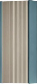 Pensile bagno Niwa cannettato laccato opaco blu pacifico con vetro sabbia, 1 anta P17 x L30 x H78.5 cm