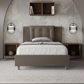 Letto una piazza e mezza contenitore imbottito 120x210 similpelle cappuccino Annalisa