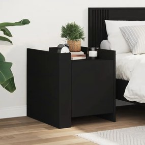 Comodino Nero 45x50x50 Cm İn Legno Multistrato /