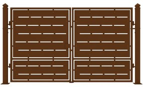 Cancello con serratura elettrica Privacy in ferro, apertura centrale, L 308.5 x H 180 cm, di colore ruggine