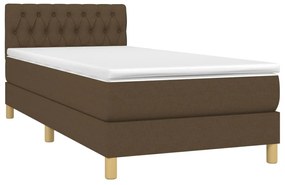 Letto a Molle Materasso e LED Marrone Scuro 80x200cm in Tessuto