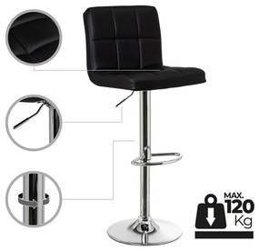 Sgabelli da bar neri ad altezza regolabile in similpelle in set di 2 (altezza seduta 93 cm) - Casa Selección