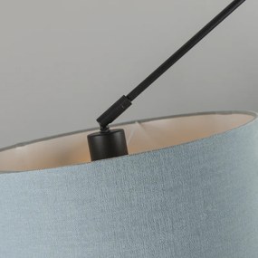 Lampada a sospensione nera con paralume 35 cm blu chiaro regolabile - Blitz