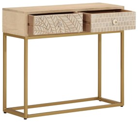 Tavolo Consolle 90x30x76 cm in Legno Massello di Mango e Ferro