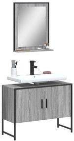 Set mobili da bagno 2 pz grigio sonoma in legno multistrato