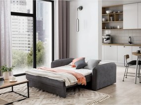 Divano grigio allungabile/con contenitore e rivestimento in ciniglia 155 cm Laine – ELTAP