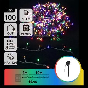 Aigostar - Catena luminosa solare a LED, 100 LED, 8 funzioni, 12 m, IP65, multicolore