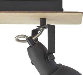 Faretto da soffitto nero con legno 3 luci ruotabile e inclinabile - Jakub