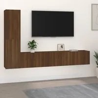 Set Mobili Porta TV 4 pz Rovere Marrone in Legno Multistrato cod mxl 9006