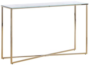Tavolino consolle effetto marmo bianco e dorato 120 x 35 cm ROYSE Beliani