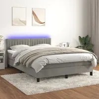 Letto a Molle Materasso e LED Grigio Chiaro 140x190 cm Vellutocod mxl 74923